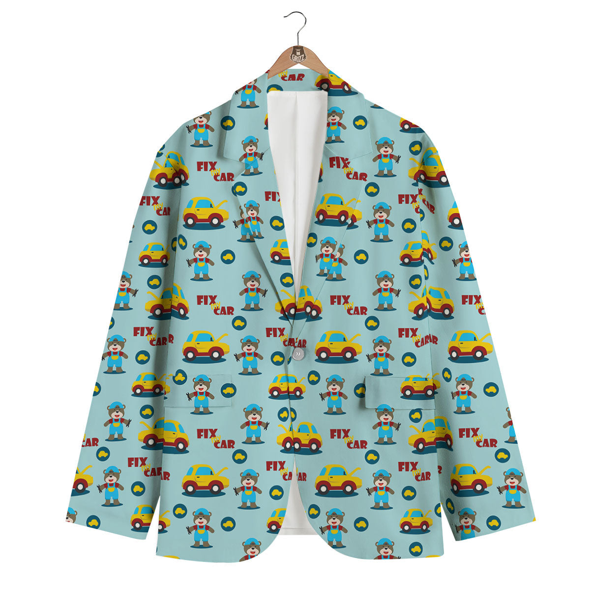 Mechanic Cartoon Print Pattern Men's Blazer-grizzshop