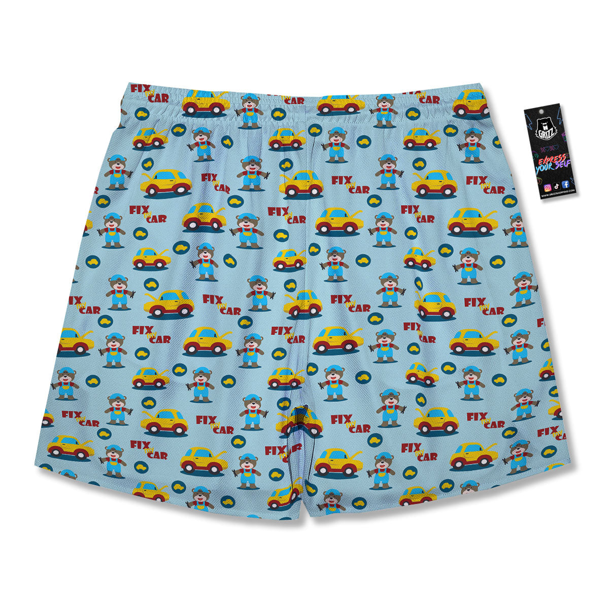 Mechanic Cartoon Print Pattern Men's Running Shorts-grizzshop