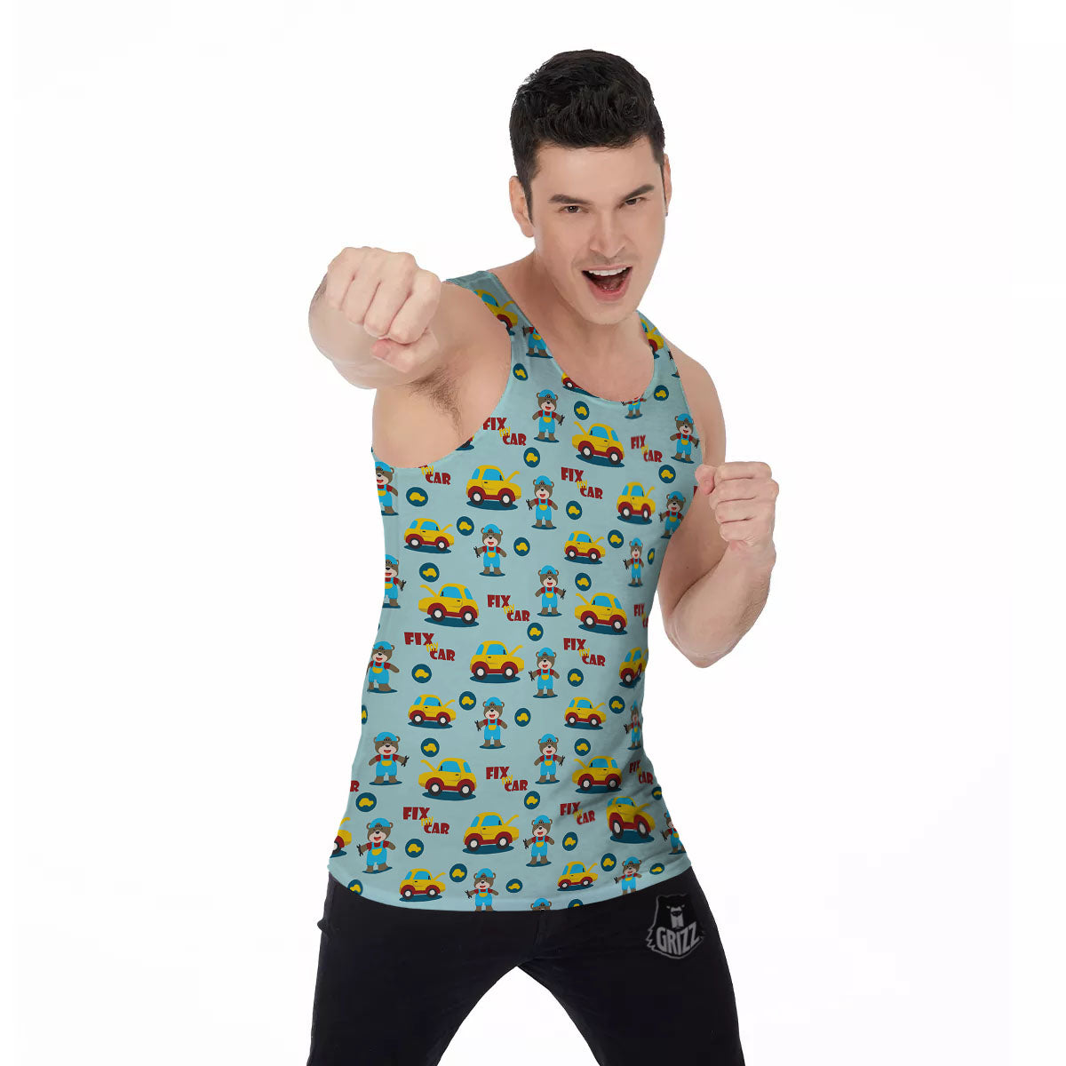 Mechanic Cartoon Print Pattern Men's Tank Top-grizzshop