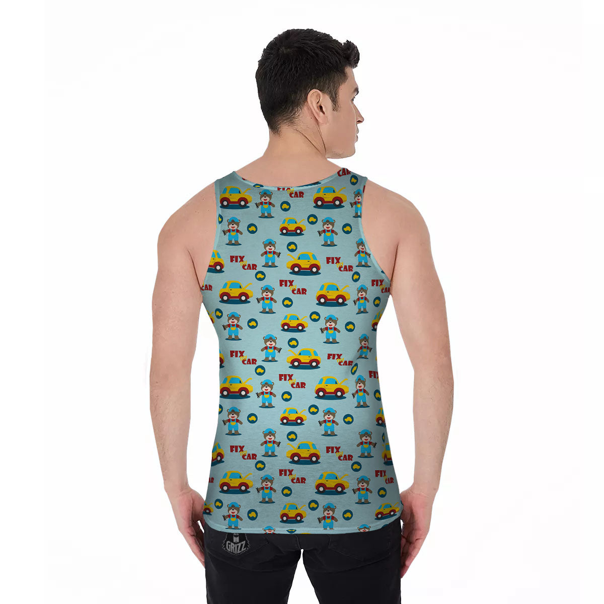 Mechanic Cartoon Print Pattern Men's Tank Top-grizzshop