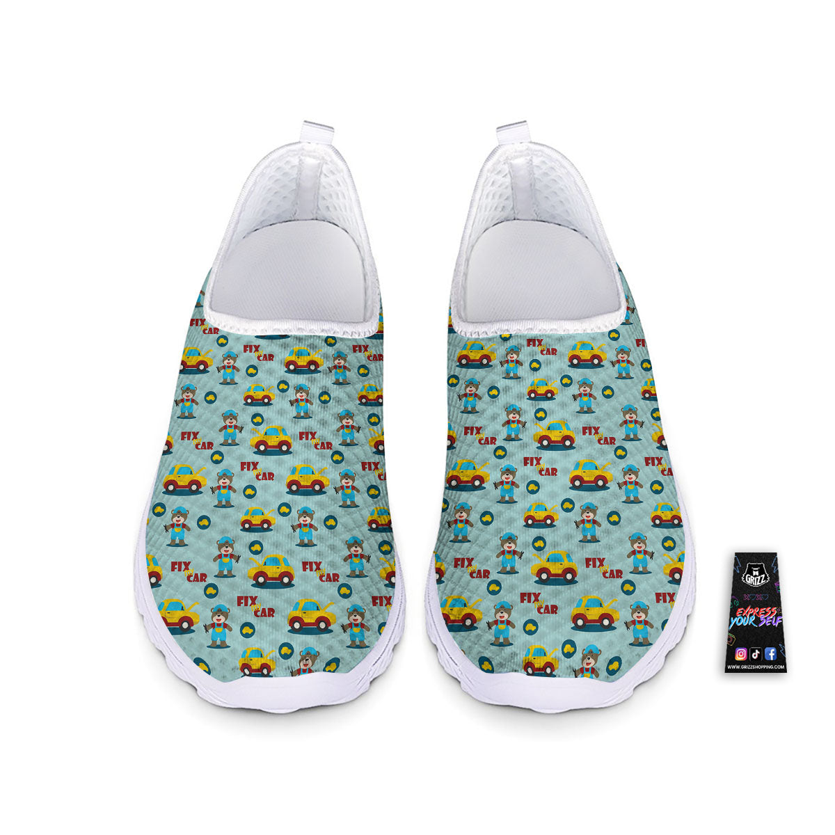 Mechanic Cartoon Print Pattern Nurse Shoes-grizzshop