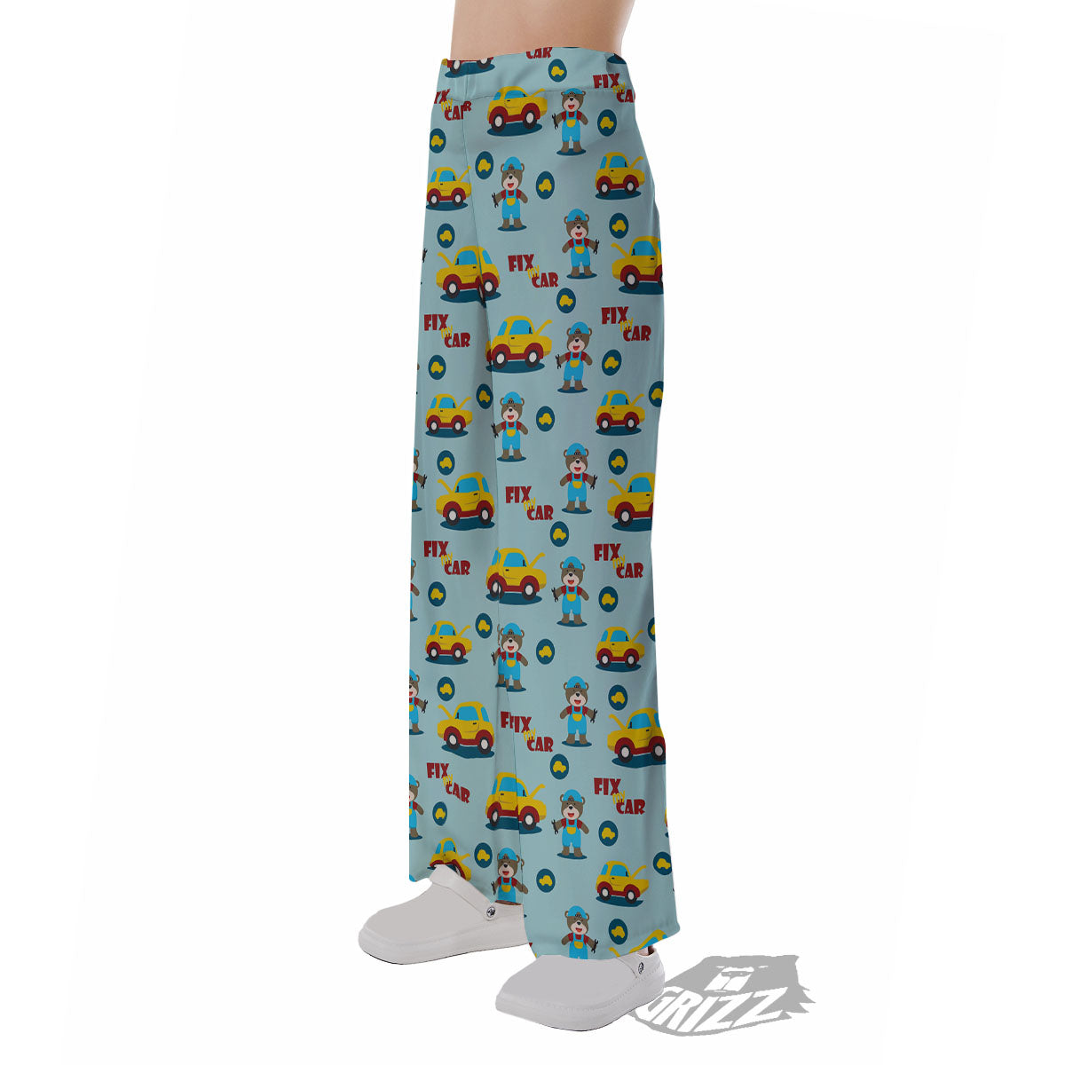 Mechanic Cartoon Print Pattern Pajama Pants-grizzshop