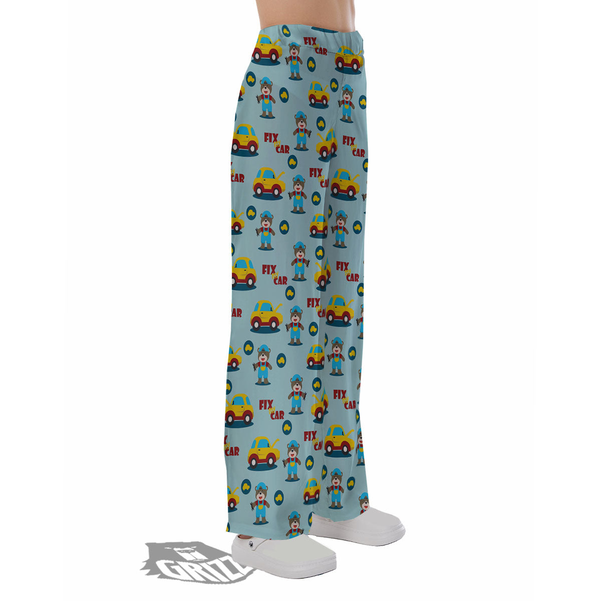 Mechanic Cartoon Print Pattern Pajama Pants-grizzshop