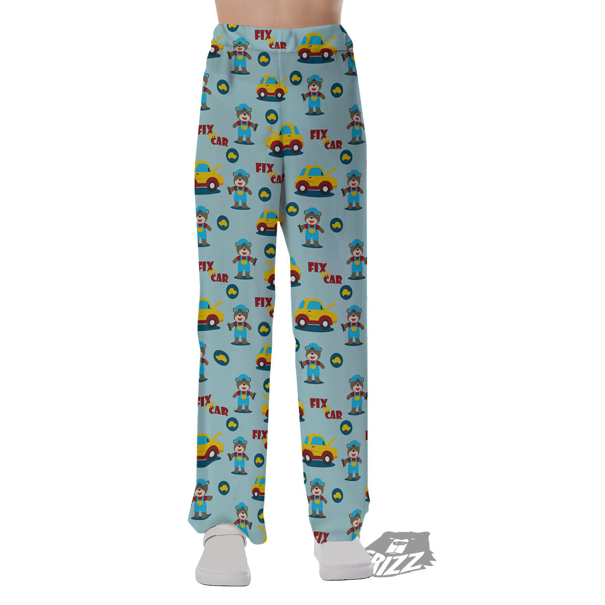 Mechanic Cartoon Print Pattern Pajama Pants-grizzshop