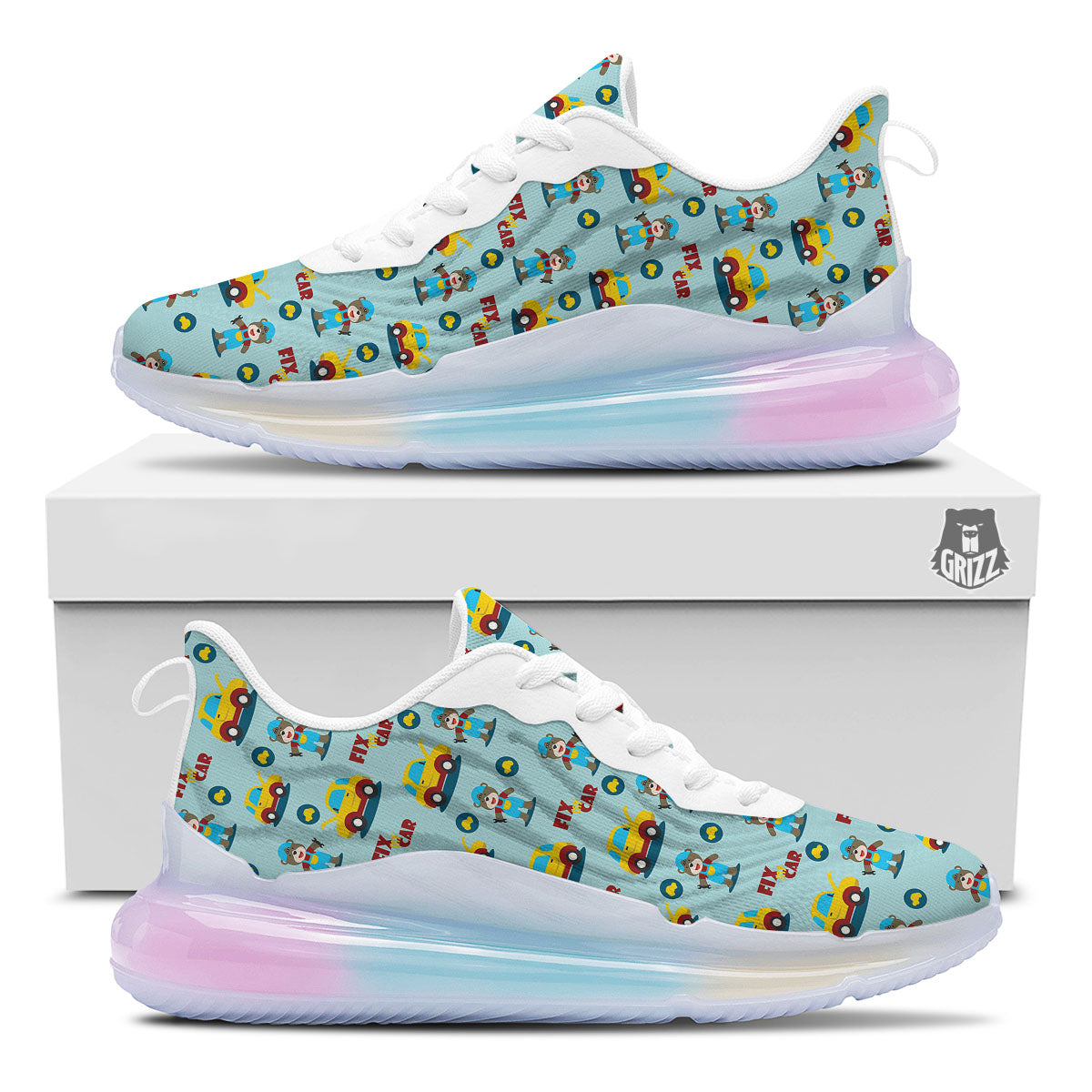 Mechanic Cartoon Print Pattern Running Sneakers-grizzshop