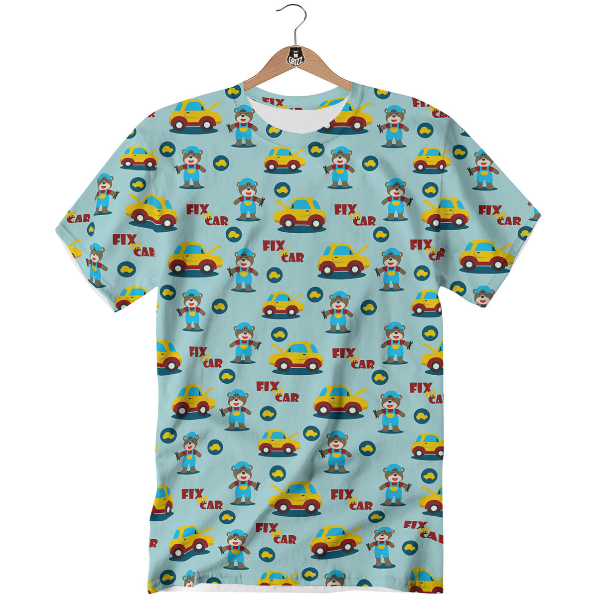Mechanic Cartoon Print Pattern T-Shirt-grizzshop
