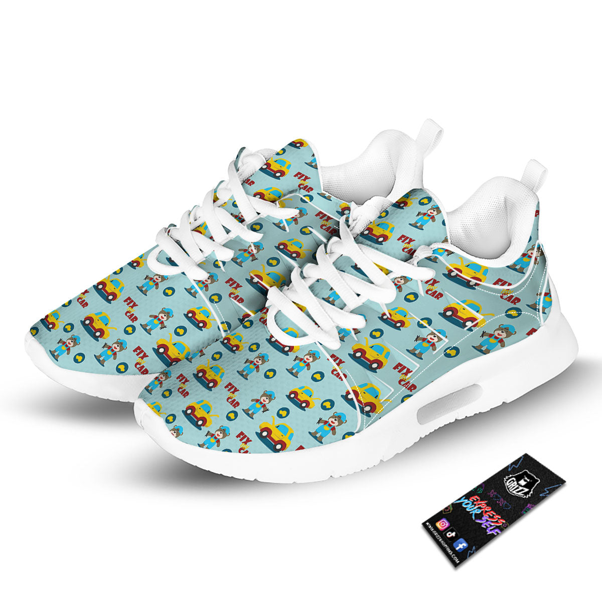 Mechanic Cartoon Print Pattern Tennis Shoes-grizzshop