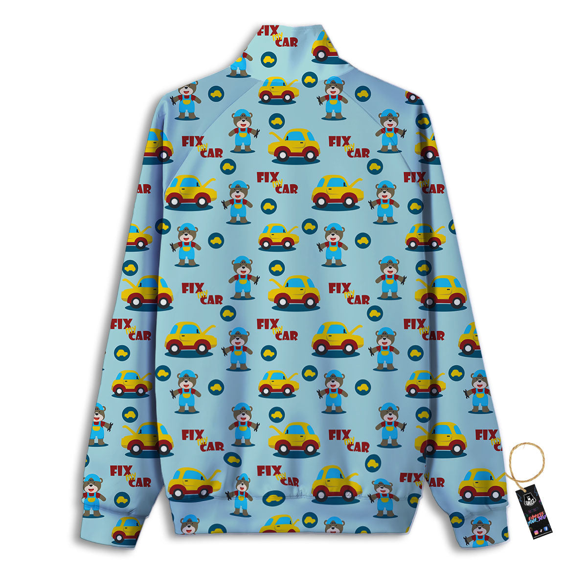 Mechanic Cartoon Print Pattern Track Jacket-grizzshop
