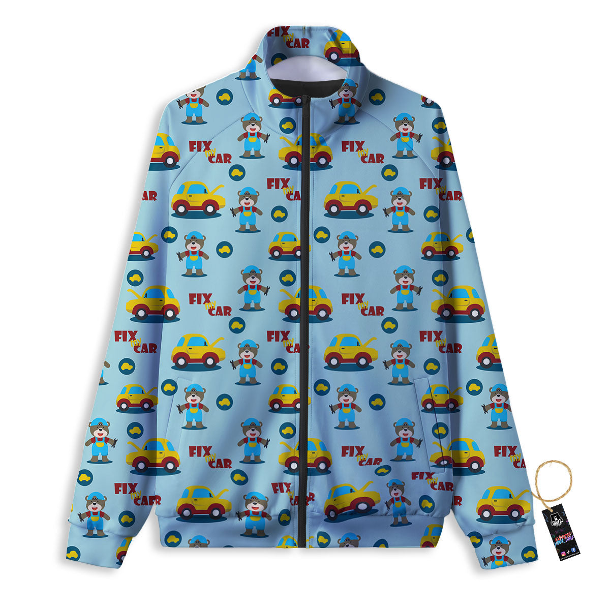 Mechanic Cartoon Print Pattern Track Jacket-grizzshop