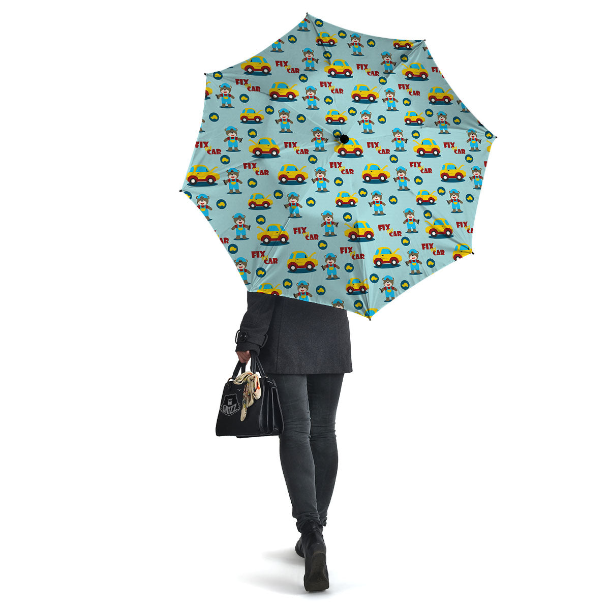 Mechanic Cartoon Print Pattern Umbrella-grizzshop