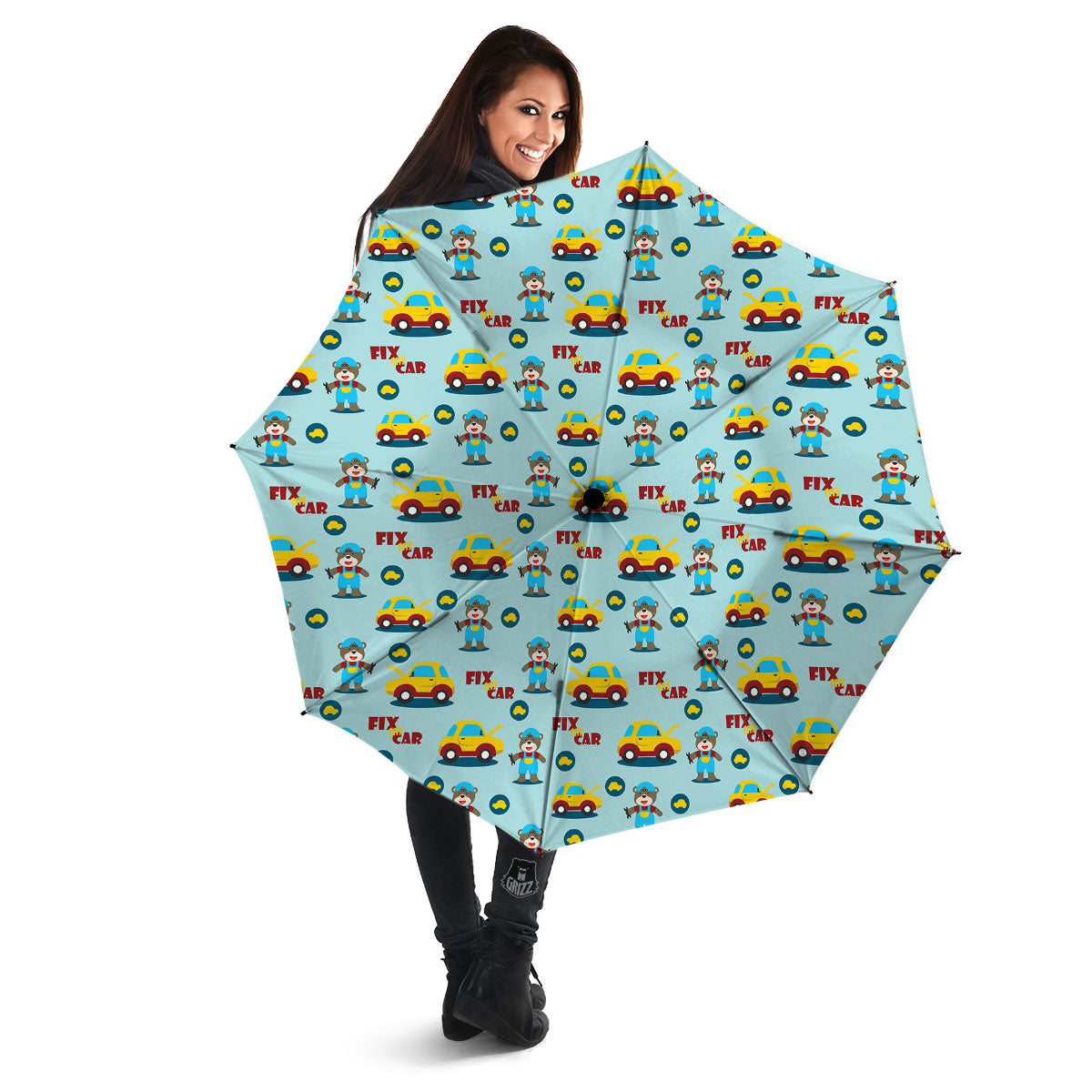 Mechanic Cartoon Print Pattern Umbrella-grizzshop