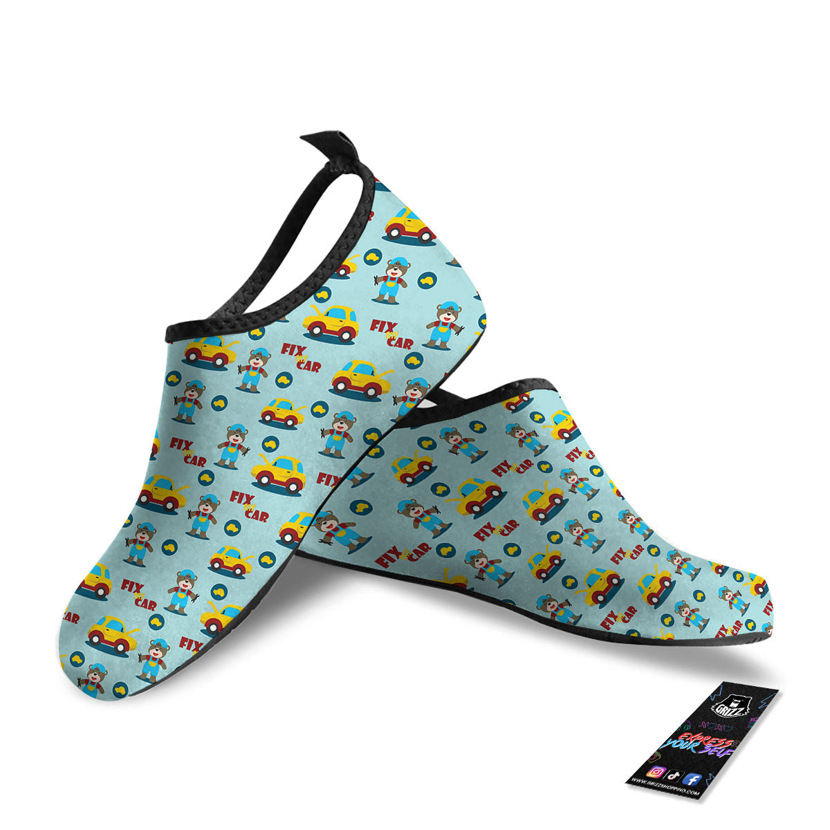 Mechanic Cartoon Print Pattern Water Shoes-grizzshop