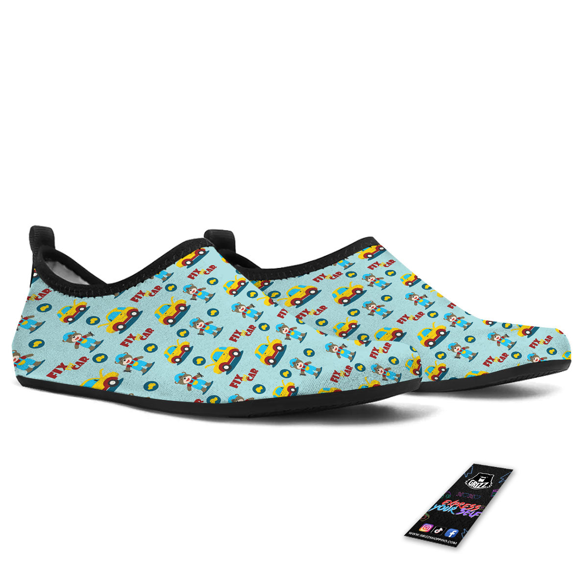 Mechanic Cartoon Print Pattern Water Shoes-grizzshop