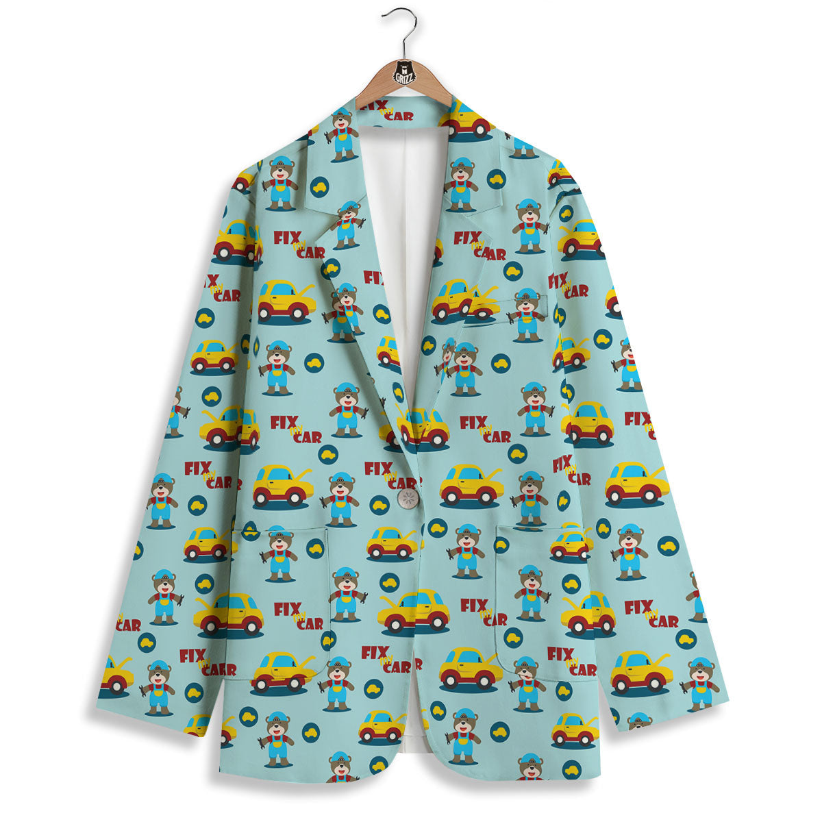 Mechanic Cartoon Print Pattern Women's Blazer-grizzshop
