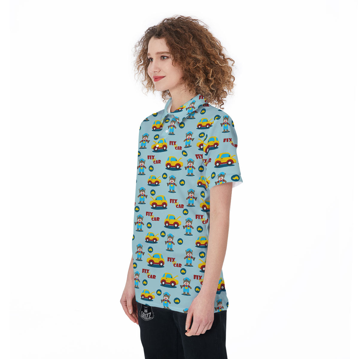 Mechanic Cartoon Print Pattern Women's Golf Shirts-grizzshop