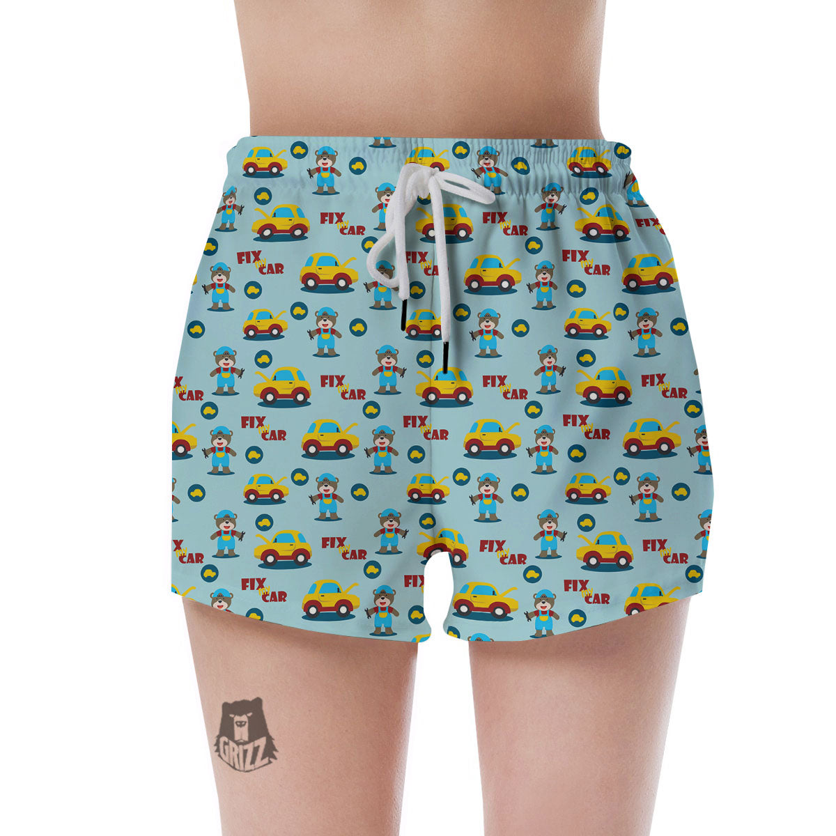 Mechanic Cartoon Print Pattern Women's Shorts-grizzshop