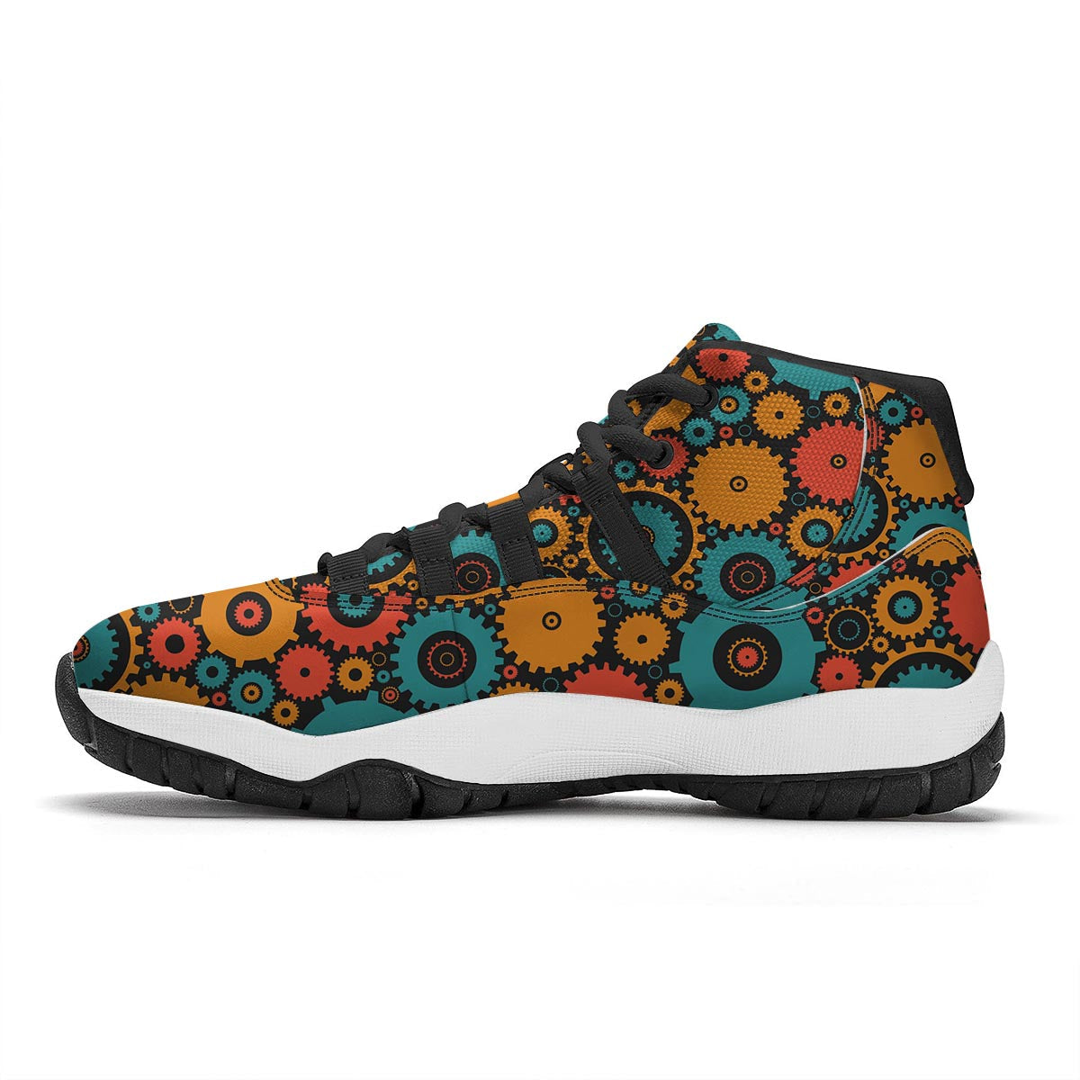 Mechanic Colorful Pattern Print Black Bball Shoes-grizzshop