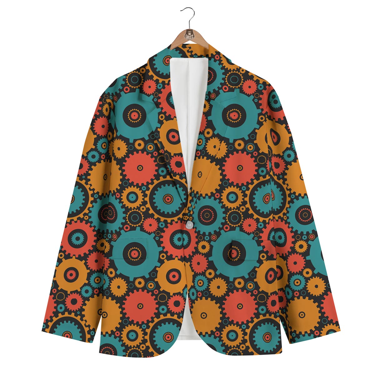 Mechanic Colorful Pattern Print Men's Blazer-grizzshop