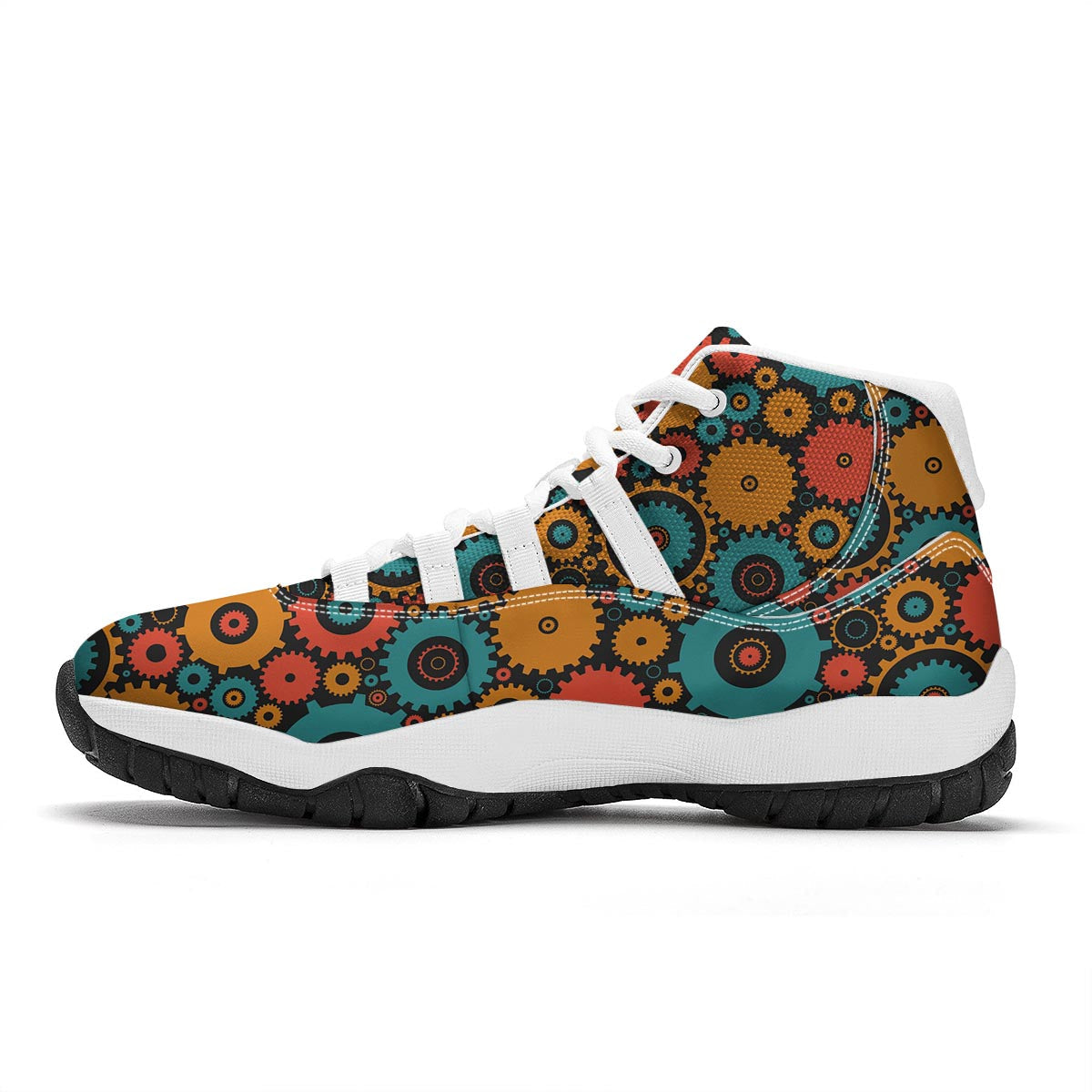 Mechanic Colorful Pattern Print White Bball Shoes-grizzshop