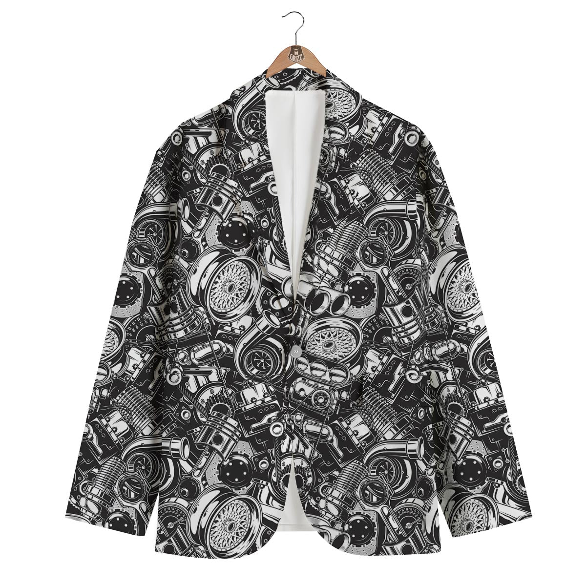 Mechanic Pattern Print Men's Blazer-grizzshop