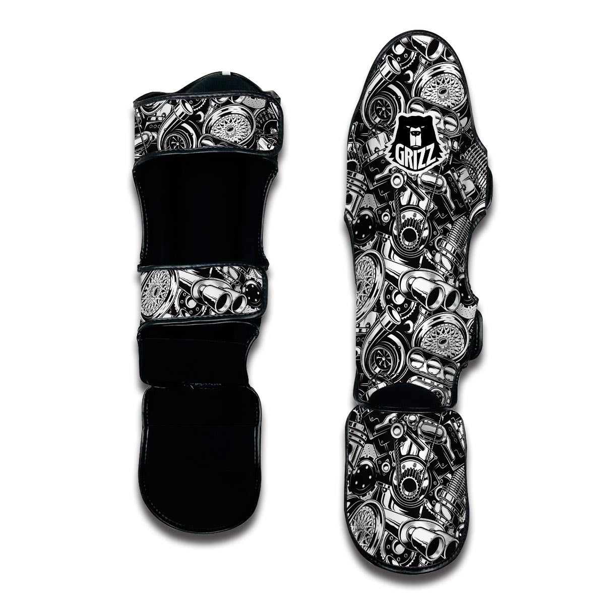 Mechanic Pattern Print Muay Thai Shin Guards-grizzshop