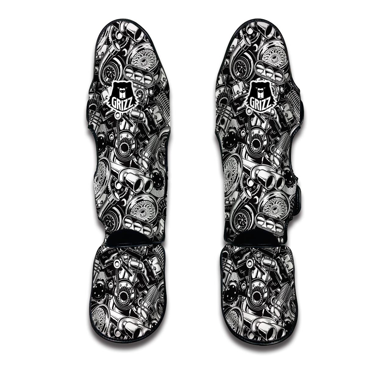 Mechanic Pattern Print Muay Thai Shin Guards-grizzshop