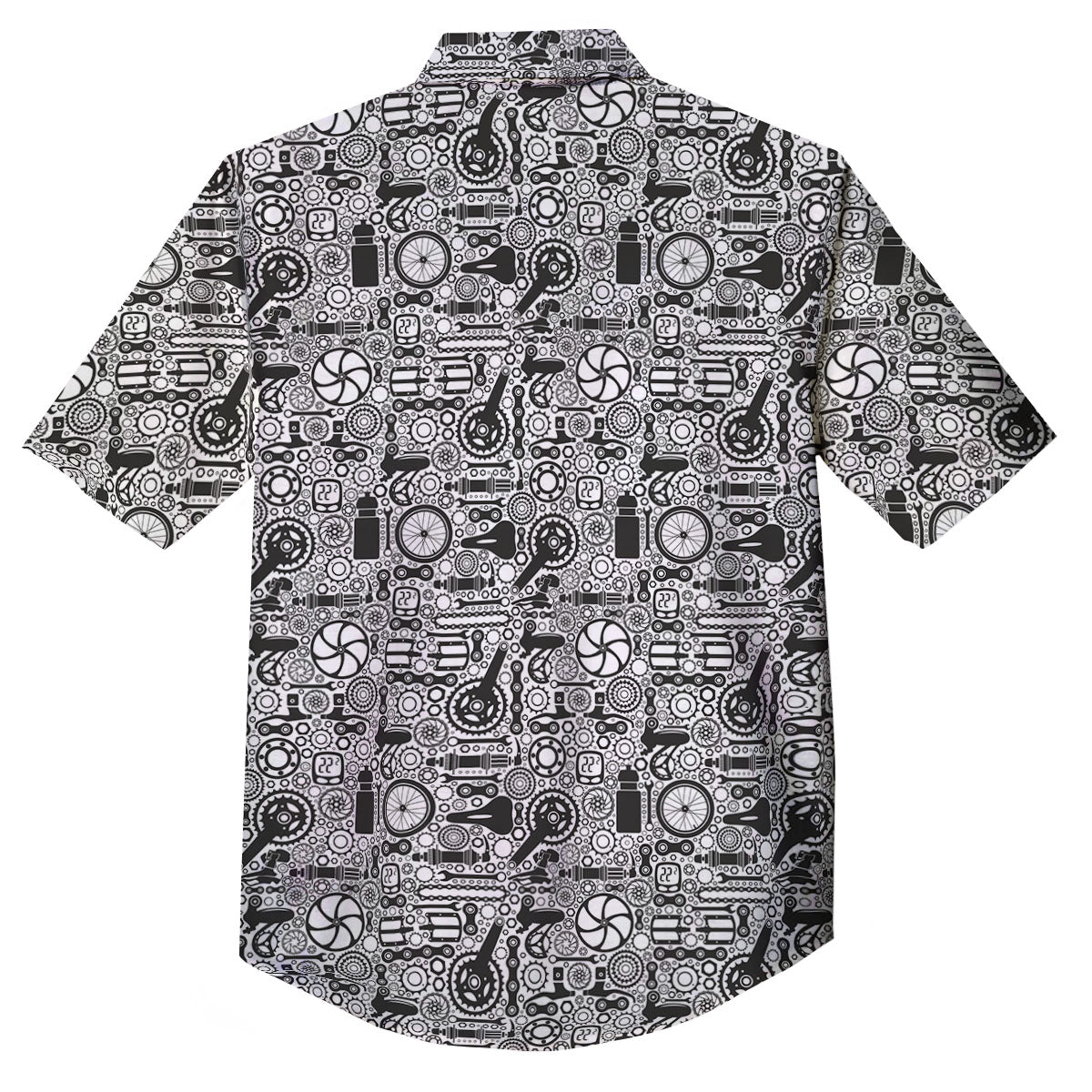 Mechanic White And Black Print Pattern Button Up Shirt-grizzshop