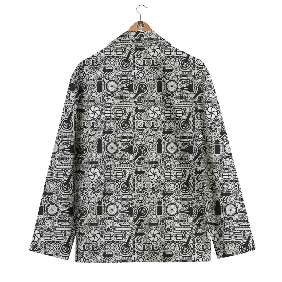 Mechanic White And Black Print Pattern Men's Blazer-grizzshop