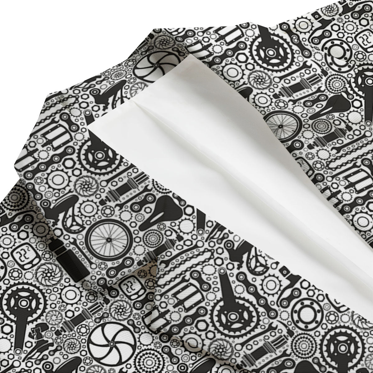 Mechanic White And Black Print Pattern Men's Blazer-grizzshop