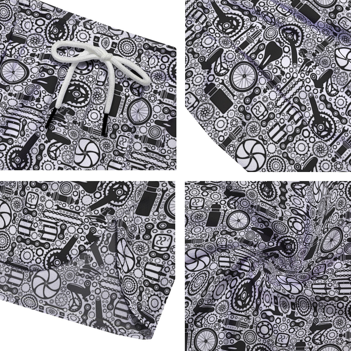 Mechanic White And Black Print Pattern Men's Running Shorts-grizzshop
