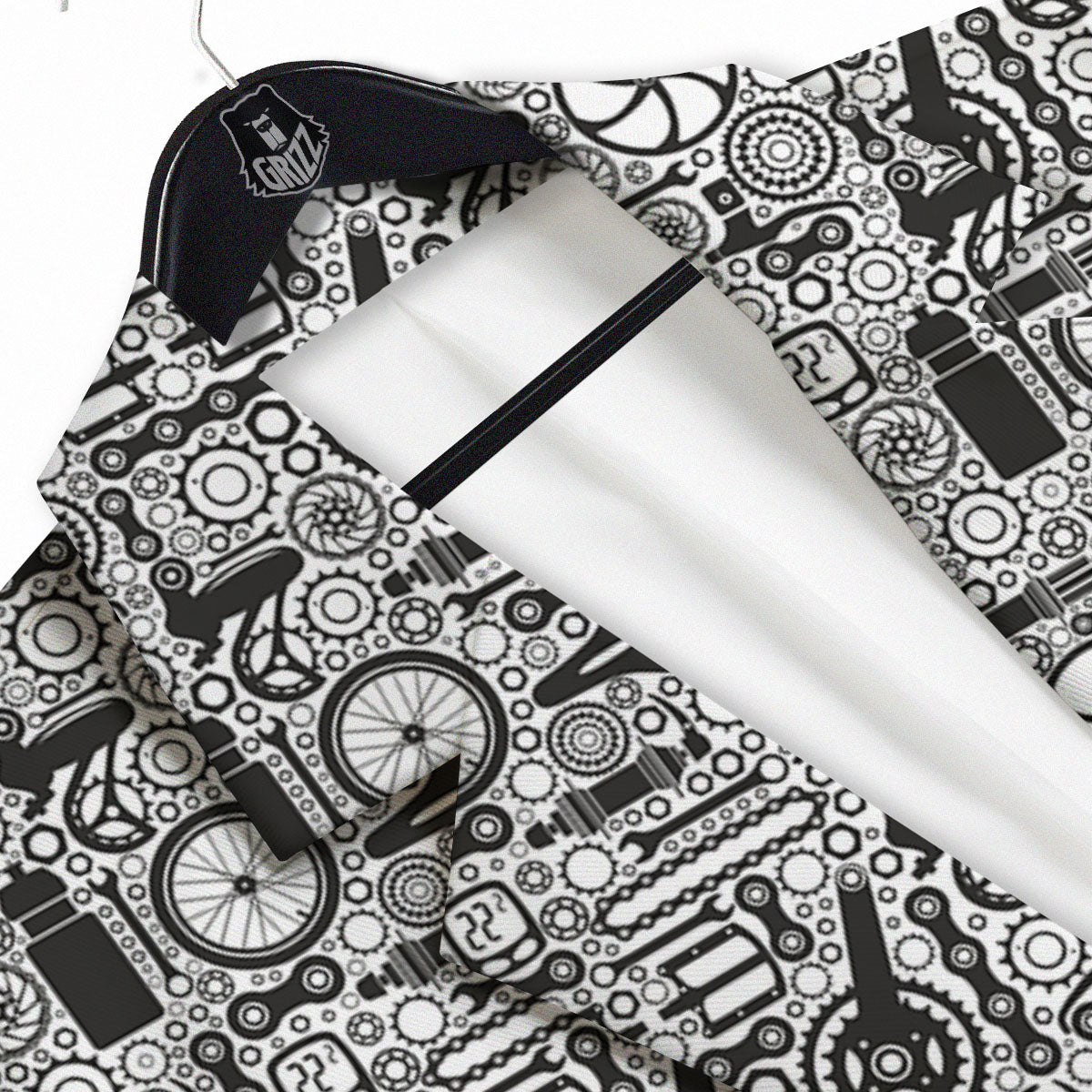 Mechanic White And Black Print Pattern Men's Sport Coat-grizzshop