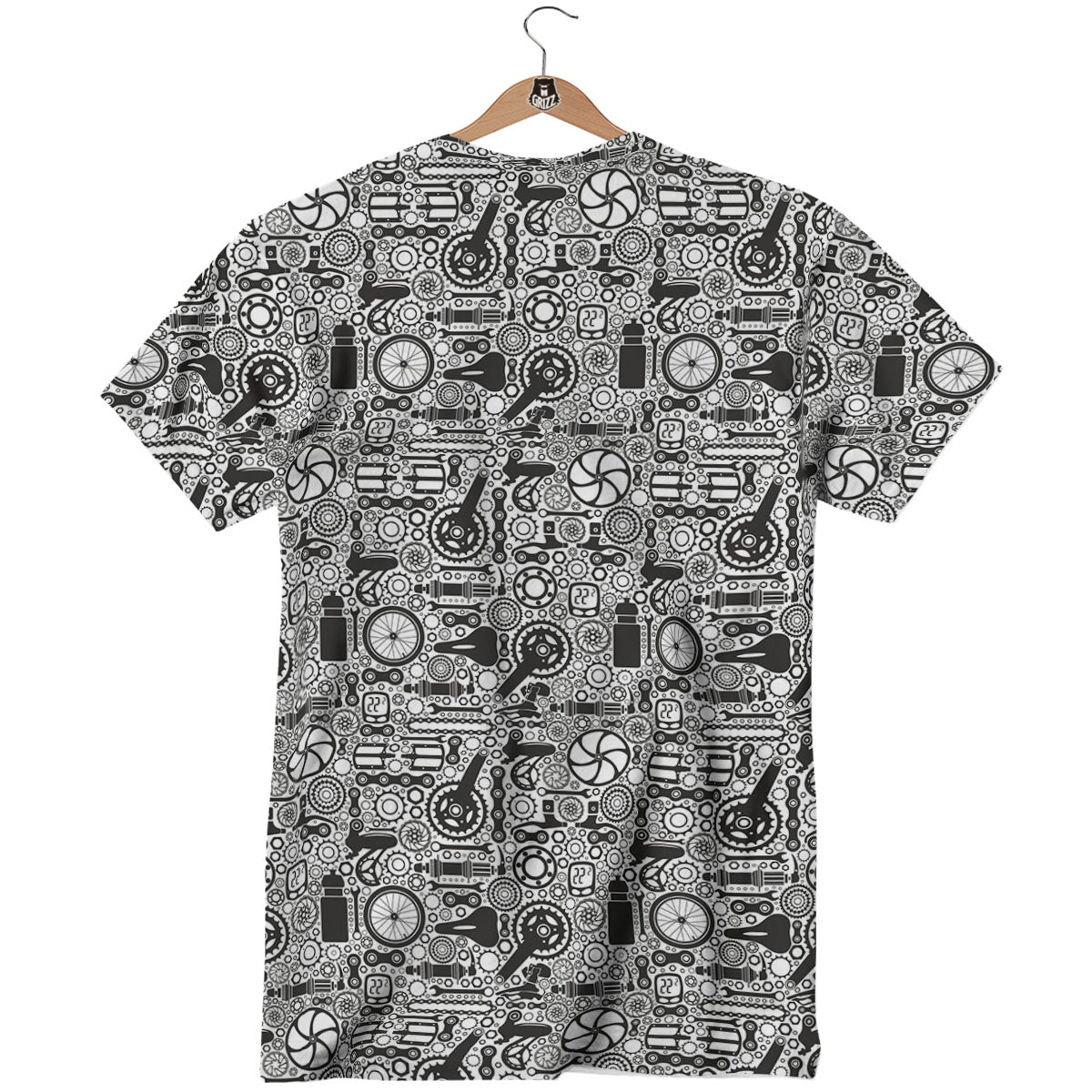 Mechanic White And Black Print Pattern T-Shirt-grizzshop