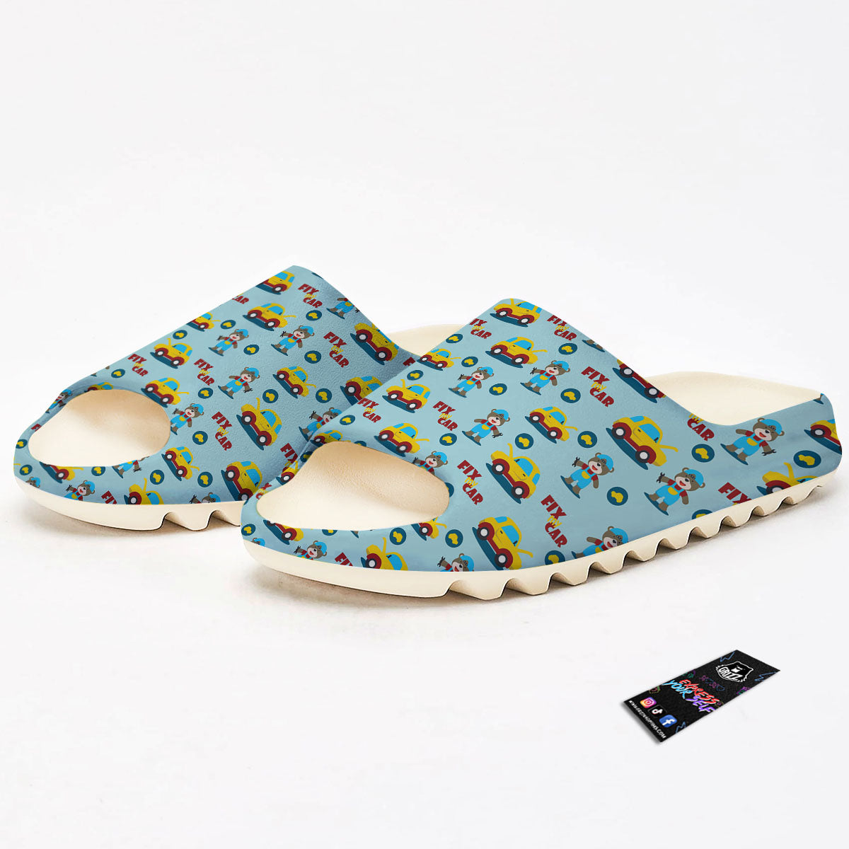 Mechanic Cartoon Print Pattern Sandals-grizzshop