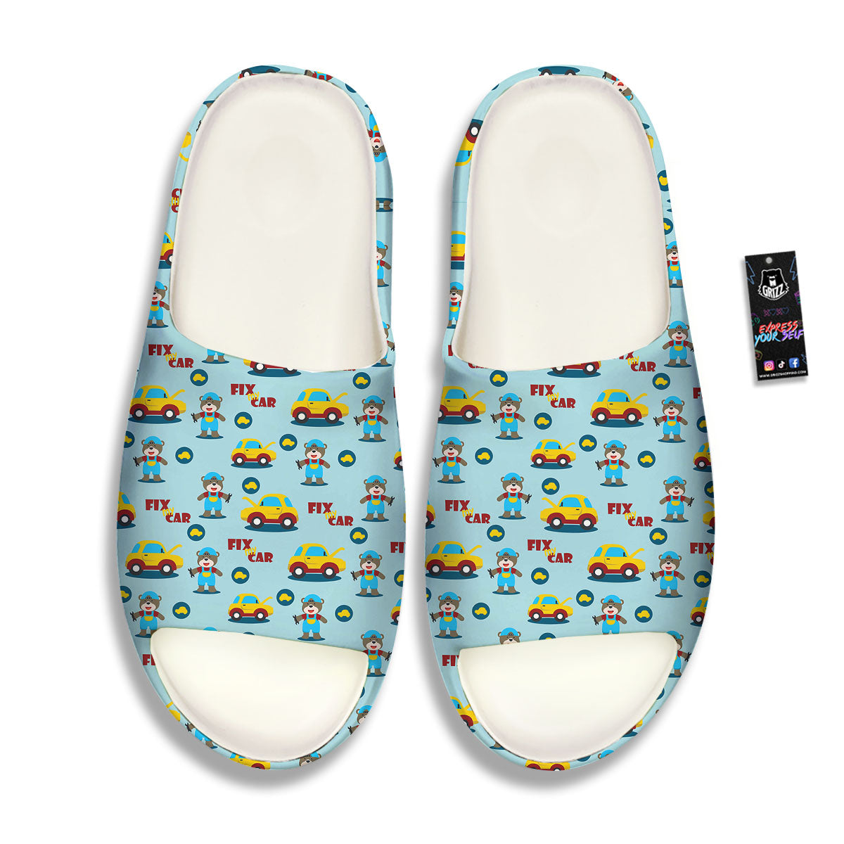 Mechanic Cartoon Print Pattern Sandals-grizzshop