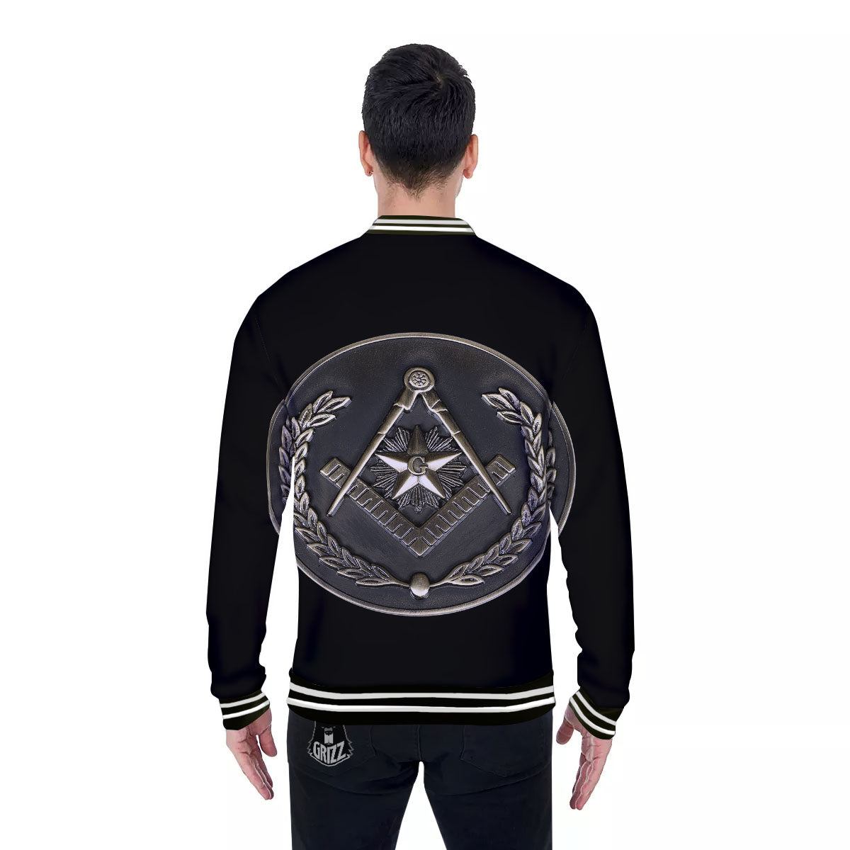 Medal Freemasonry Print Baseball Jacket-grizzshop
