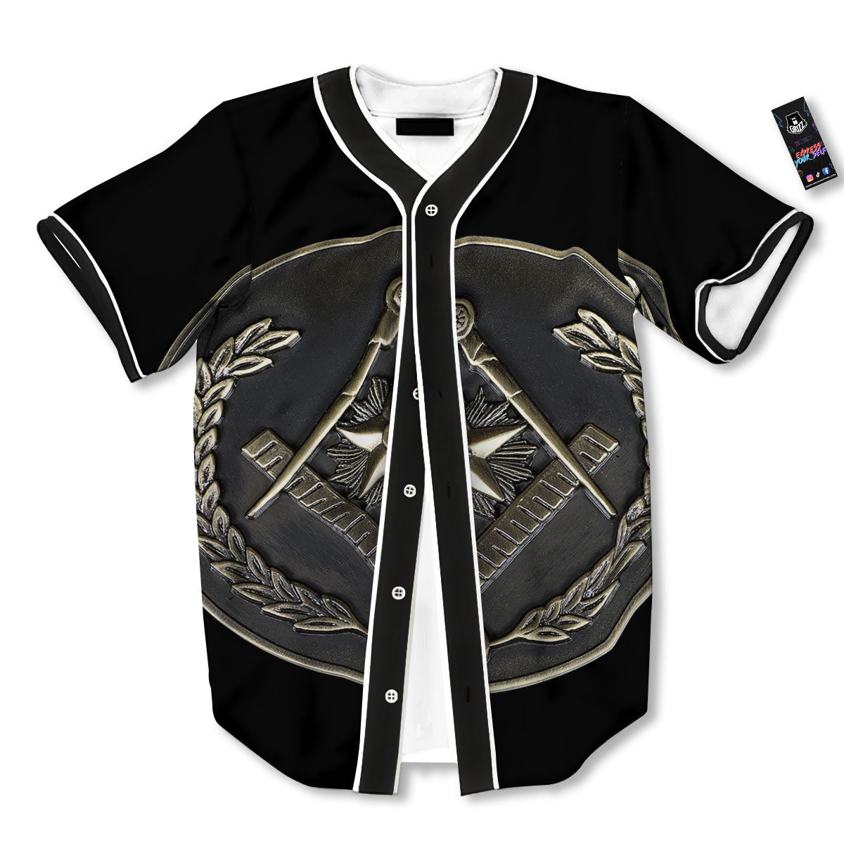 Medal Freemasonry Print Baseball Jersey-grizzshop