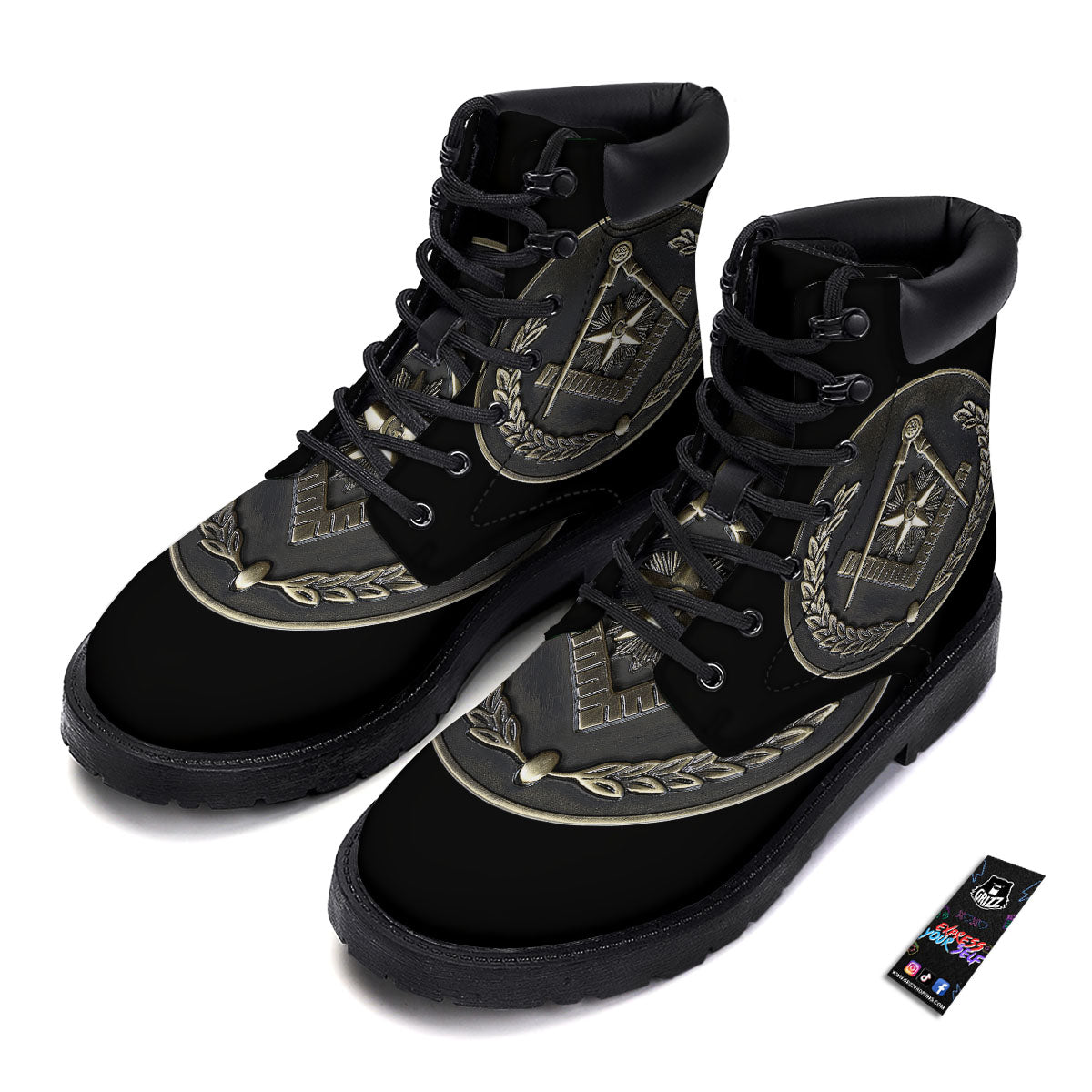 Medal Freemasonry Print Boots-grizzshop