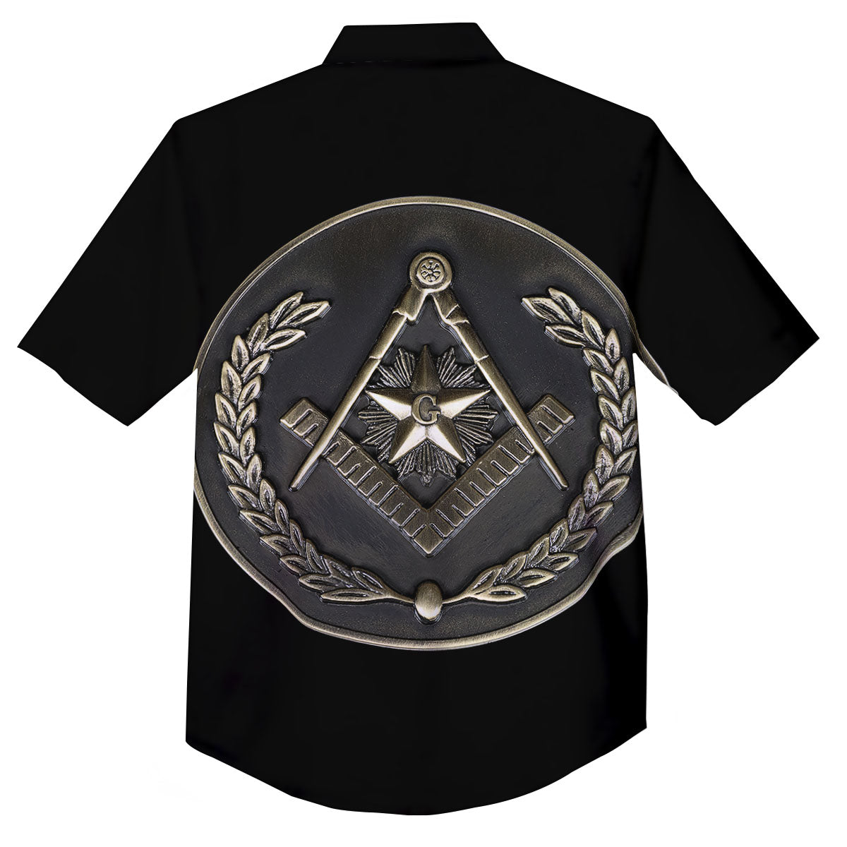 Medal Freemasonry Print Button Up Shirt-grizzshop