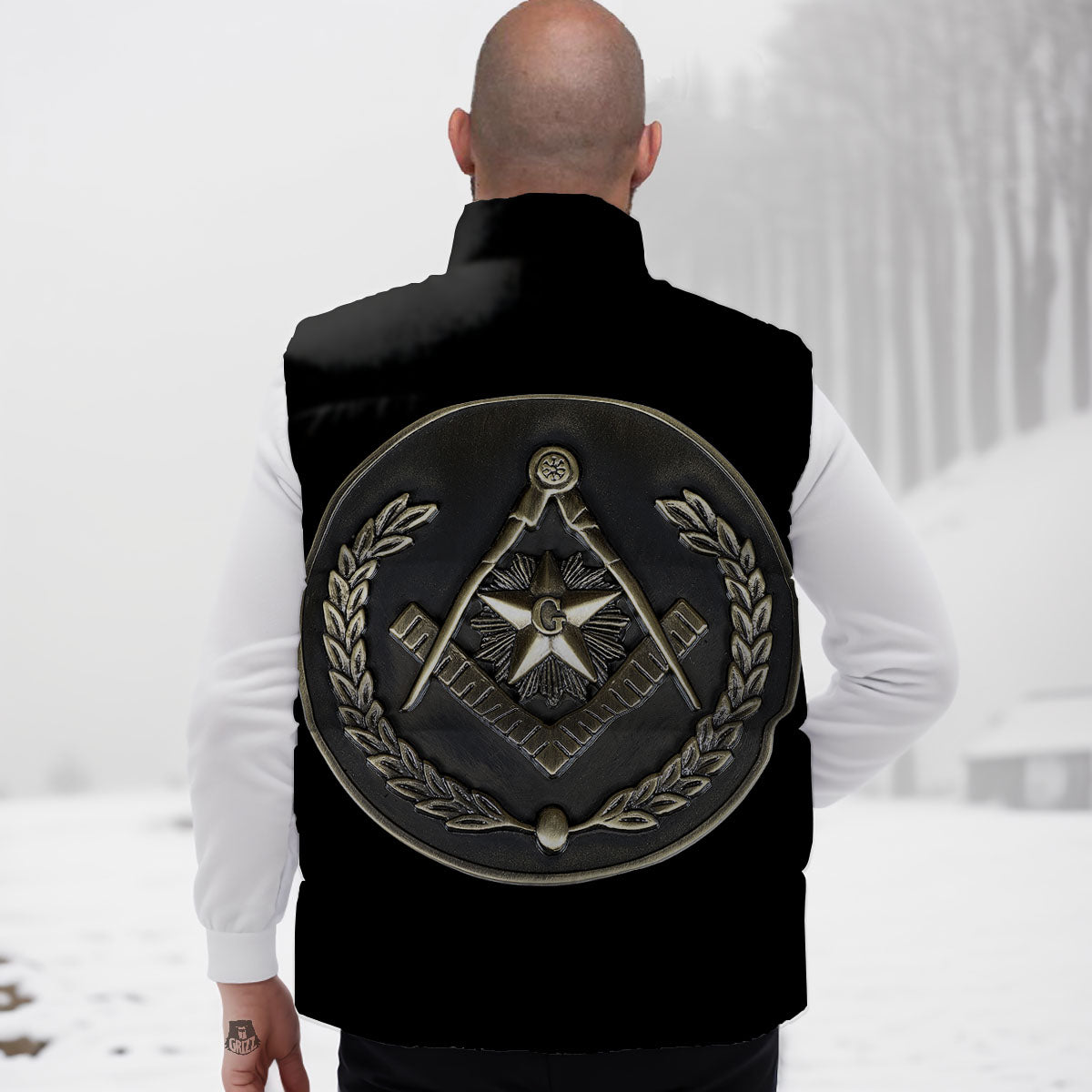 Medal Freemasonry Print Down Vest