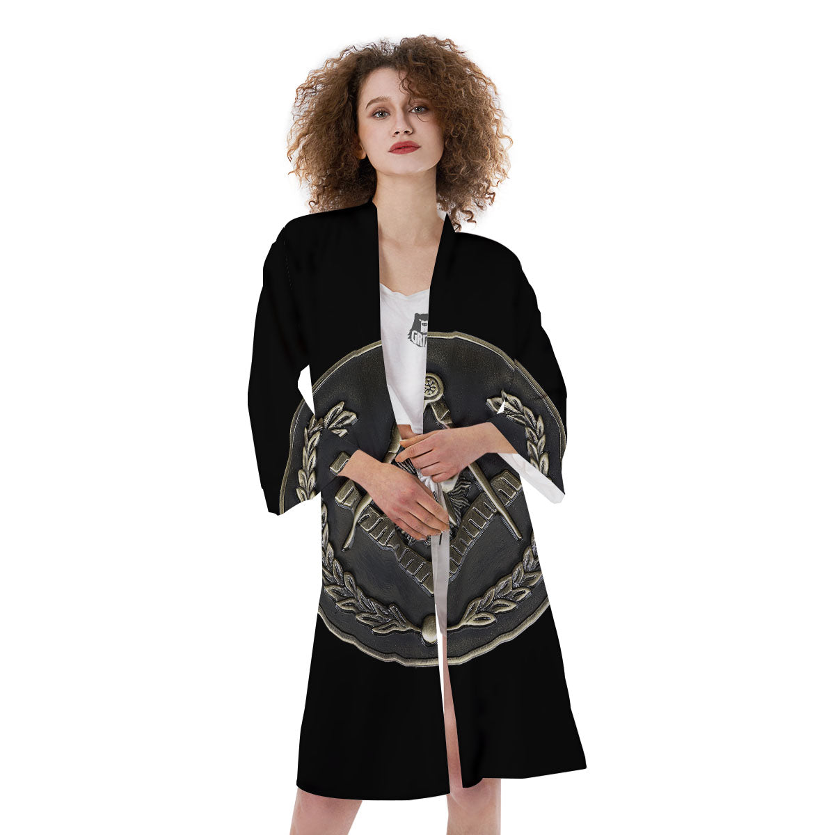 Medal Freemasonry Print Kimono-grizzshop
