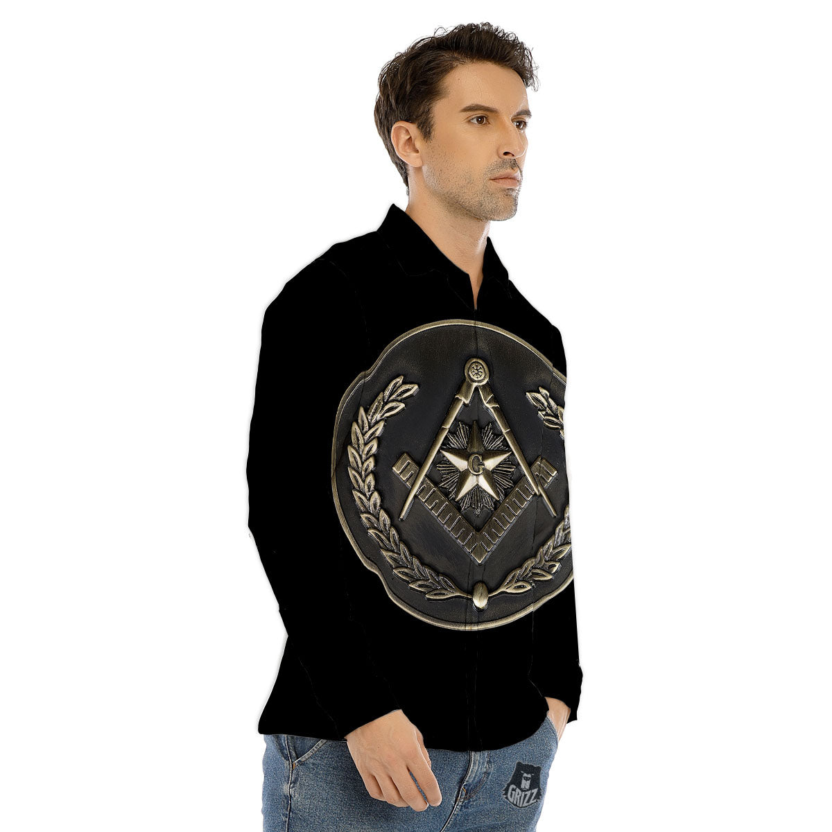 Medal Freemasonry Print Men's Dress Shirts-grizzshop