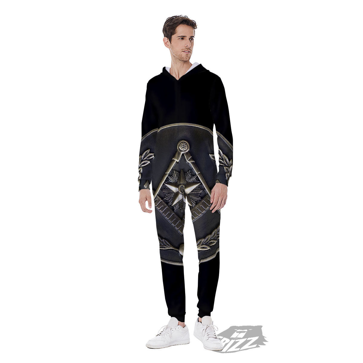 Medal Freemasonry Print Men's Jumpsuit-grizzshop