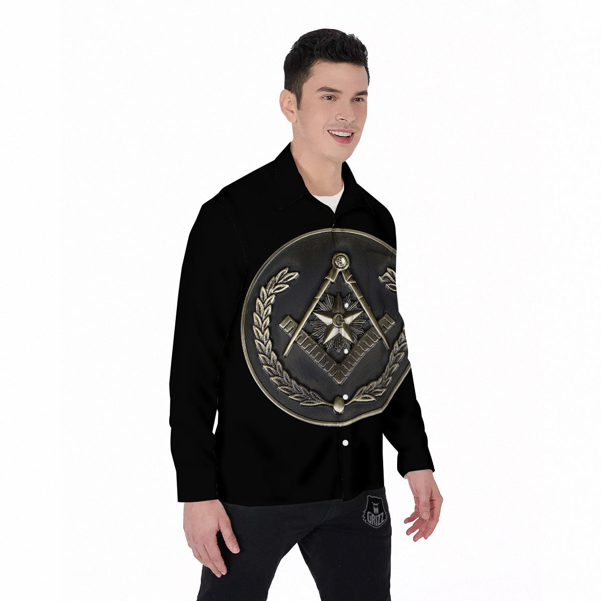 Medal Freemasonry Print Men's Long Sleeve Shirts-grizzshop