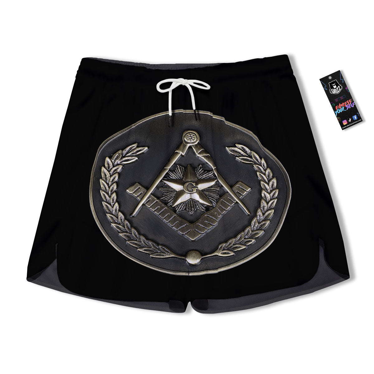 Medal Freemasonry Print Men's Running Shorts-grizzshop