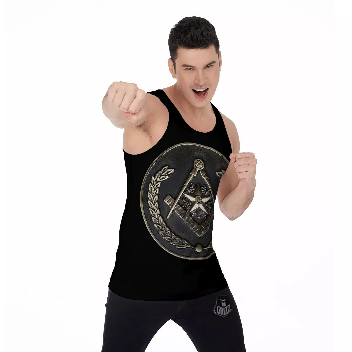 Medal Freemasonry Print Men's Tank Top-grizzshop