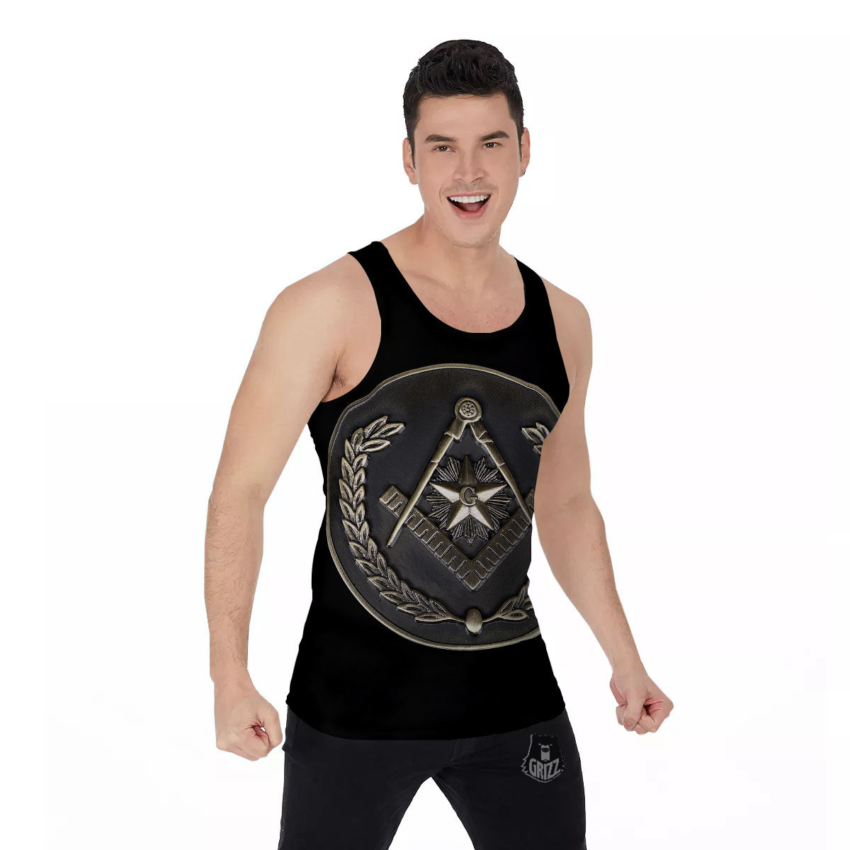 Medal Freemasonry Print Men's Tank Top-grizzshop