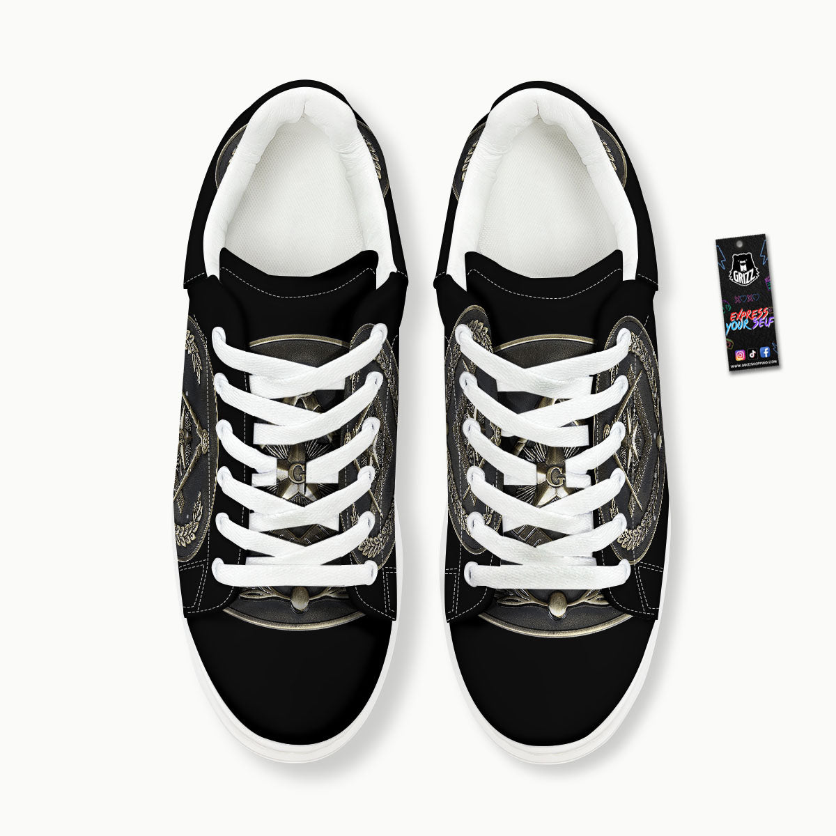 Medal Freemasonry Print Platform Shoes-grizzshop