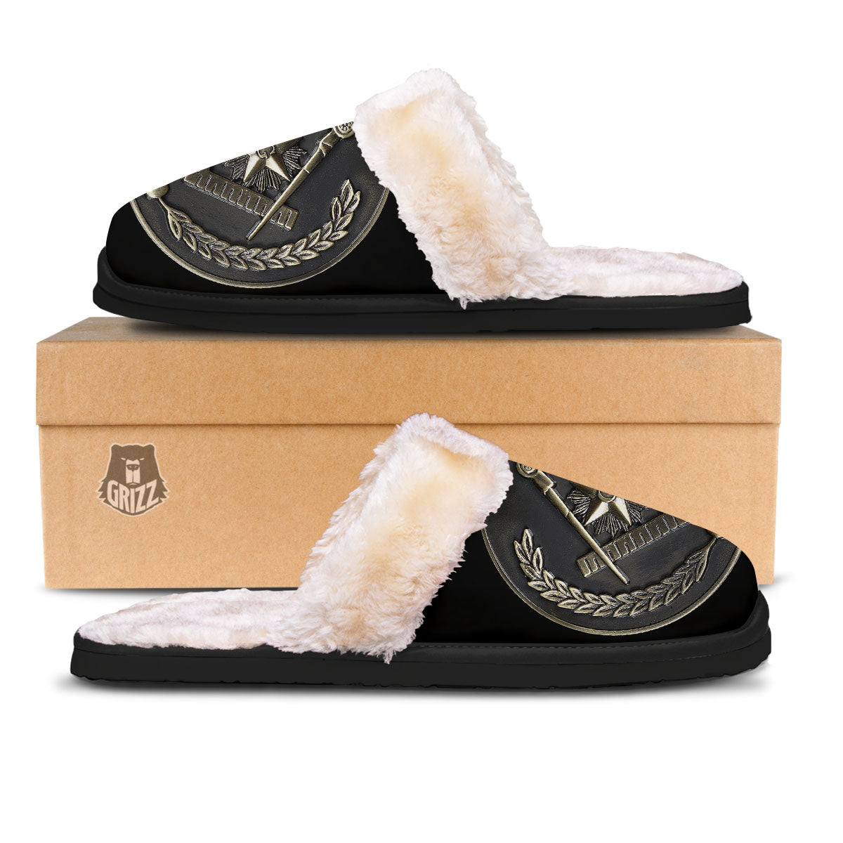 Medal Freemasonry Print Slippers-grizzshop