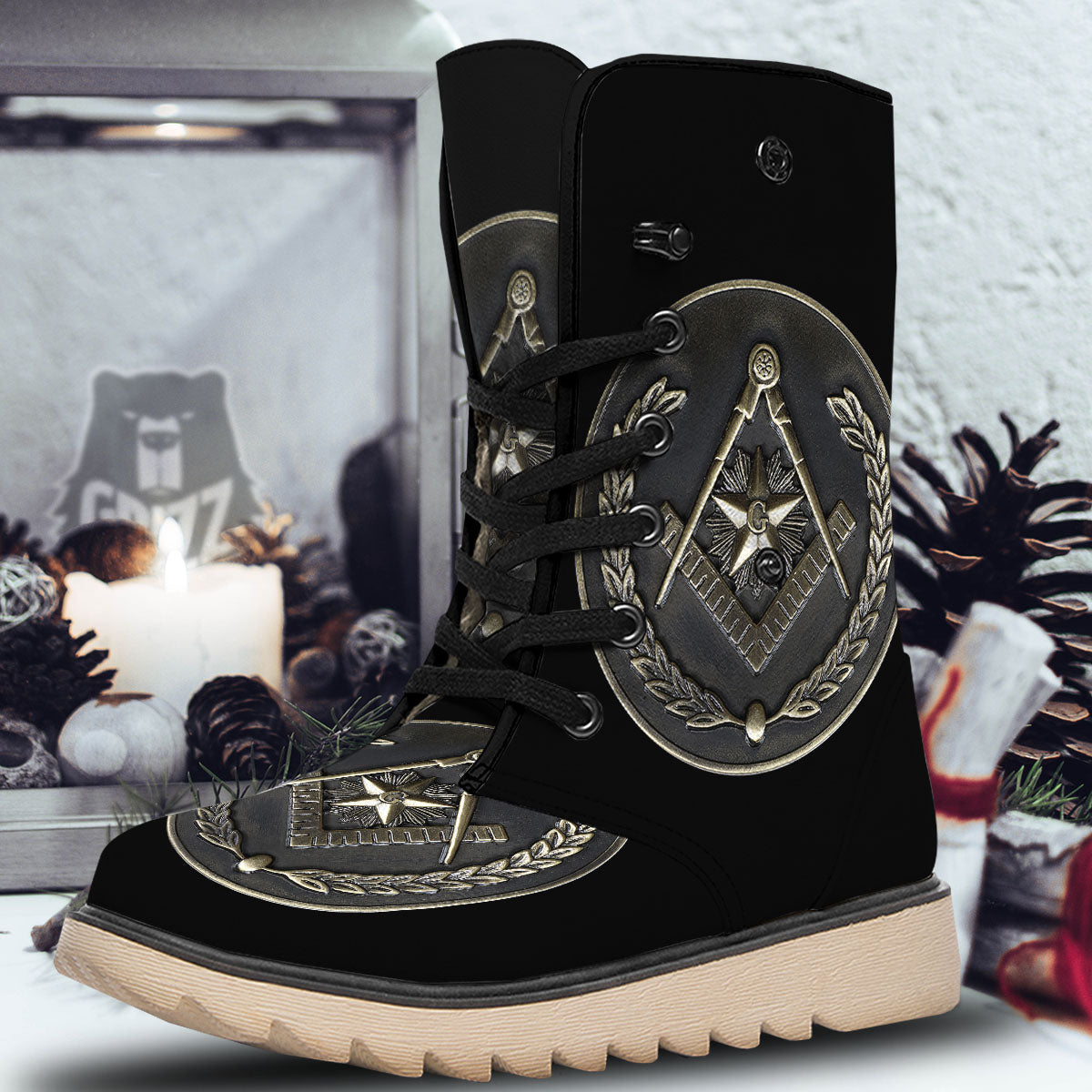 Medal Freemasonry Print Snow Boots-grizzshop