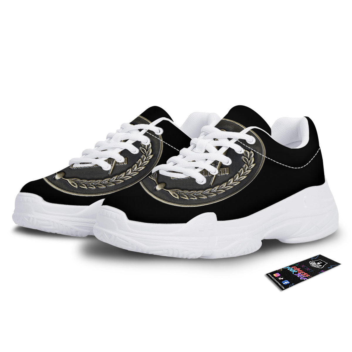 Medal Freemasonry Print White Chunky Shoes-grizzshop